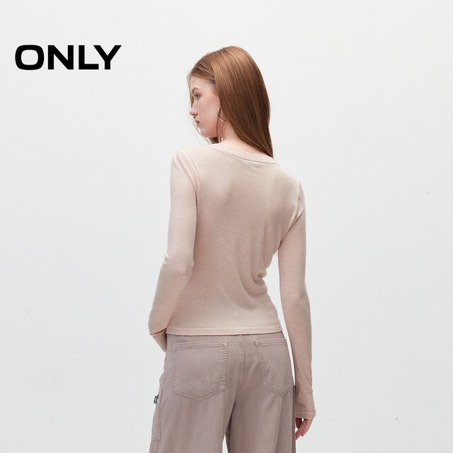 ONLY summer light and thin commuting versatile slim fit and fashionable round neck T-shirt for women 124302001