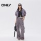 ONLY2025 summer new style practical hooded light solid color hem drawstring large pocket short vest for women