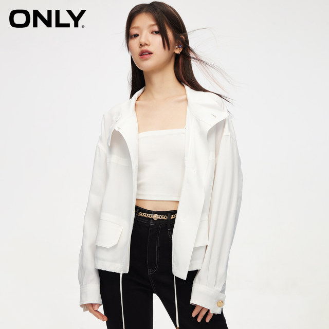 ONLY summer fashion simple drop rotator sleeve loose solid color stand collar jacket for women 124136047