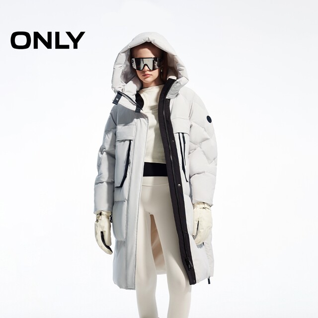 ONLY Winter 90 White Duck Down Three-proof Heat Storage Loose Long Down Jacket Women 124412023