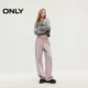 ONLY summer pure cotton casual versatile drawstring high waist straight-leg casual pants 12431D004