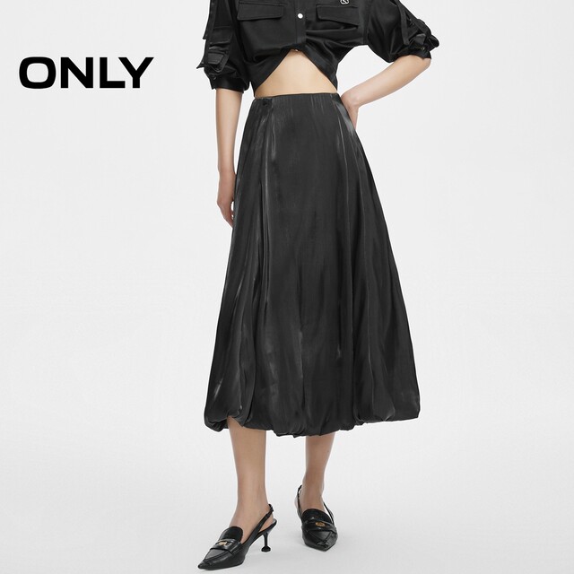 ONLY summer fashion flower bud skirt flowing high waist mid-length umbrella skirt skirt women 124116021