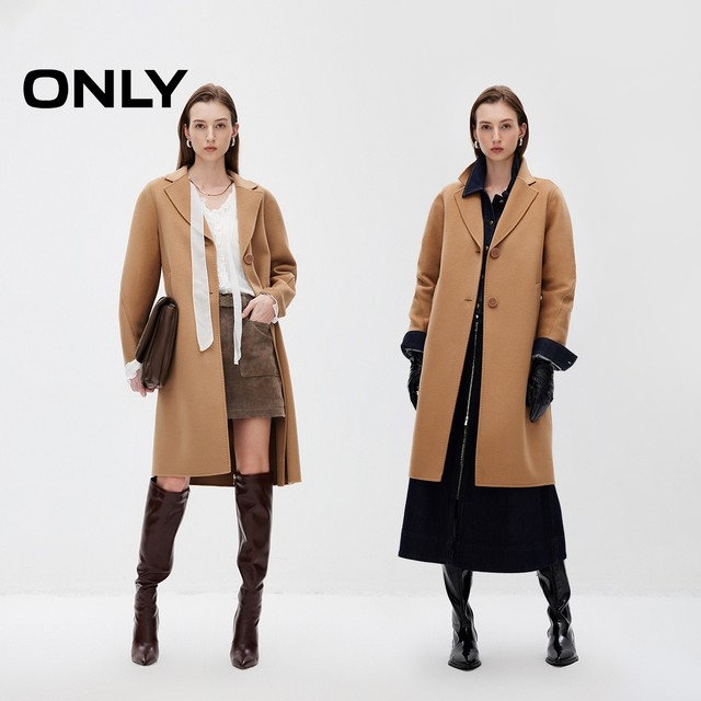 ONLY winter 100% wool double-sided wool mid-length wool coat for women 12444S002