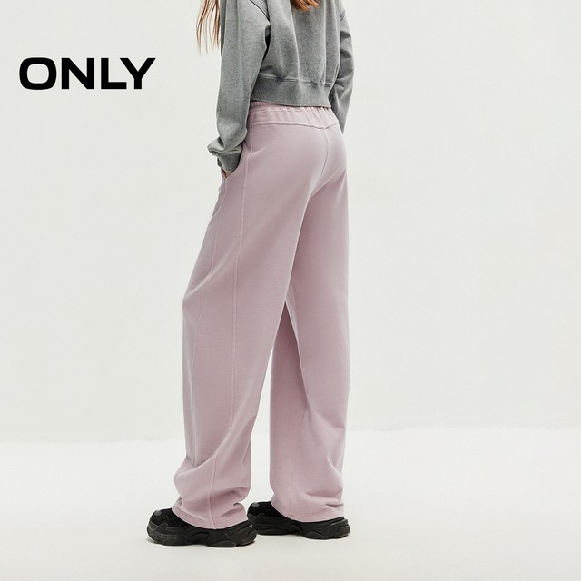 ONLY summer pure cotton casual versatile drawstring high waist straight-leg casual pants 12431D004