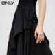 ONLY temperament suspender tea skirt dress irregular skirt hem small black skirt waist square collar slim dress women's dress