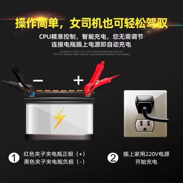 12V car battery charger motorcycle car truck battery charger intelligent universal charger