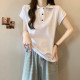 Summer 2025 new lapel POLO shirt short-sleeved T-shirt for women in summer Korean style slim cotton rag-sleeved top trendy
