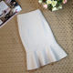 2024 autumn and winter Korean version of wool woolen woolen ruffled high -waisted hip -hip A -line fishtail skirt zipper solid color skirt
