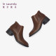 Lairsdan New Commuting Comfortable Elegant Leather Medium Heel Women's Short Boots 5T58003