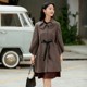 Jonita brand women's clothing 2025 spring and autumn new Korean style fashionable sweet mid-length lace-up waist plaid jacket