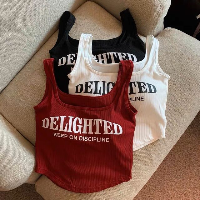 Pure spicy girl sexy letters printing suspender vest female summer ...