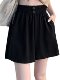 Black suit shorts, women in summer, thin waist, thin, loose casual small, ice silk large size A -line 5 five -point pants