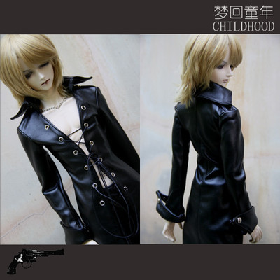 taobao agent BJD/SD baby clothes black ultra -long leather coat (extended) 1/4 1/3 uncle