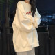 Solid color hoodless sweatshirt for women spring and autumn oversize thin coat Korean style trendy loose lazy versatile top