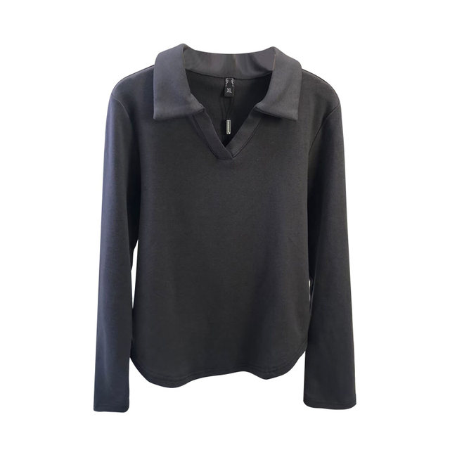 Hot top large size mm fat trendy spring suit POLO collar women's loose belly cover fat girl stretch knit shirt
