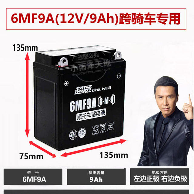 Chaowei 125 motorcycle battery 12V9AH men's ladies pedal car 12V7AH5A beam car 110 dry battery
