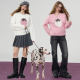 Fairy pocket Lazy style pink plush strawberry sweater 2024 winter new cotton wool top