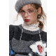 Fairy's pocket original snowman striped lazy thick sweater for women 2024 winter new style design wool knitted top