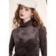 Fairy Pocket Retro Coffee Velvet High Neck Long Sleeve T-shirt Women's 2025 Spring New Pure Temperament Top