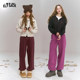 Fairy pocket white plus velvet sports casual pants female 2024 winter new loose and skinny pants