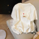 Little C home white unique puppy embroidered fur cotton short-sleeved T-shirt for women 2025 spring fashionable age-reducing underwear top
