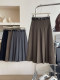 Retro -Oceanic pleated wrinkle Bidding skirt Women's autumn school style covering big leisure A -line long skirt