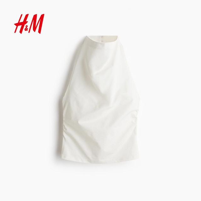 HM2025 summer new women's draped halter neck top1290398