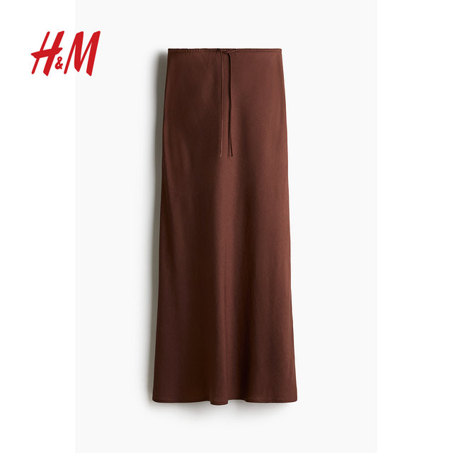 HM women's skirt 2025 summer new fashion straight Korean style elastic waist long skirt 1271529