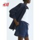 HM Women's Jeans 2025 Summer New Soft Drawstring Straight Loose Casual Fashion Shorts 1275095
