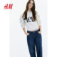 HM women's jeans 2025 summer new commuter tube high waist nine-point original color jeans 1263676

