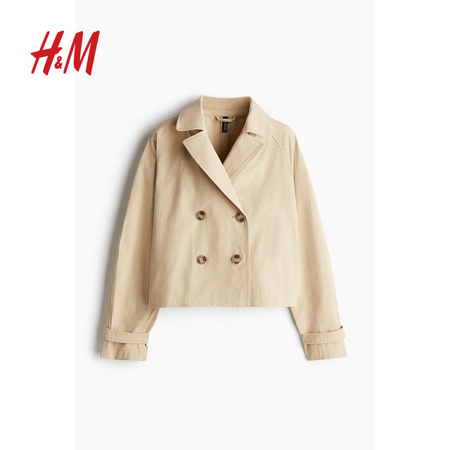HM 2025 summer new women's short trench coat long sleeves 1259401