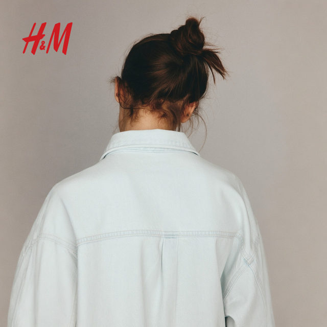 HM Women's Shirt 2025 Summer New Feather Soft Oversized Denim Shirt 1260480