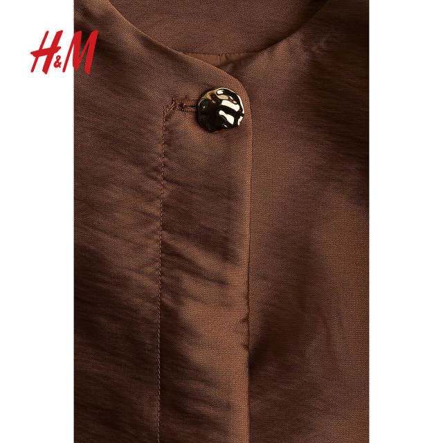 HM women's red shirt 2025 summer new summer festival lantern sleeve dress sweet long sleeve top 1243075
