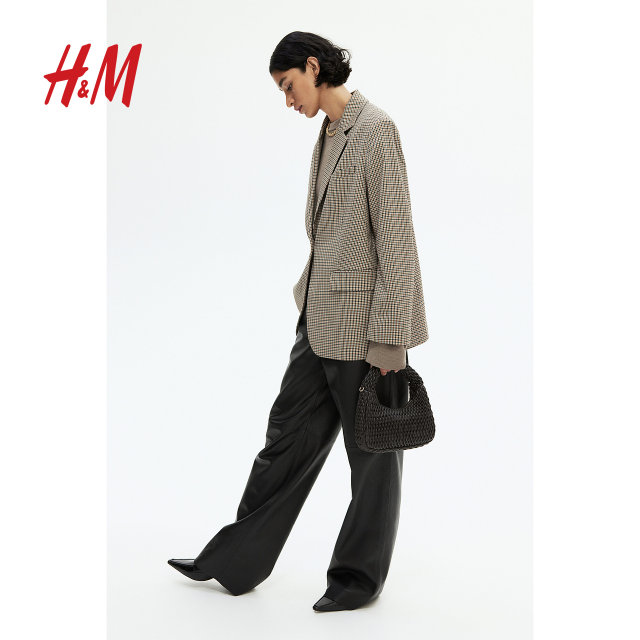 HM women's suit summer v-neck flat collar fashionable commuter loose casual jacket 1232747
