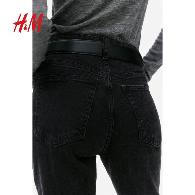 HM women's pants in summer 5 bags high waist slightly elastic casual slim nine-point jeans 0941666
