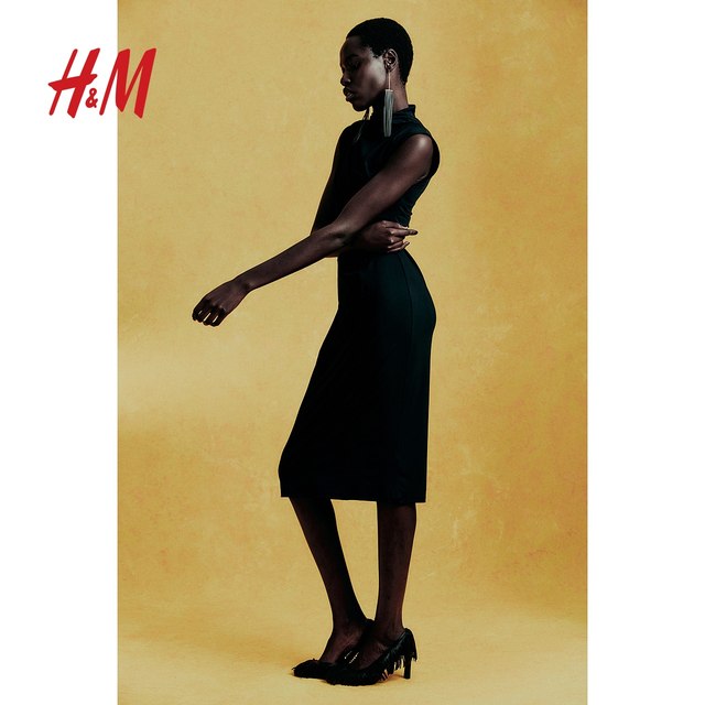 HM Women's Dress 2025 Autumn New Round Neck Sleeveless Slim Slim Draped ...