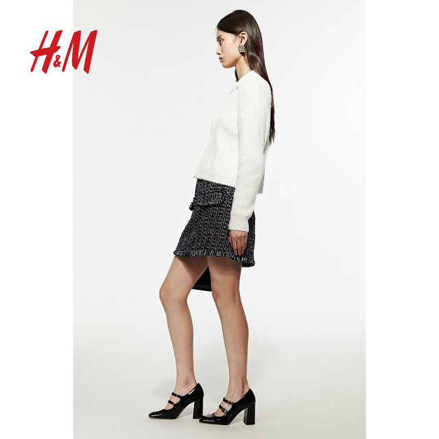 HM women's skirt 2025 summer new A-line mid-waist velvet mini skirt 1270468