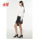 HM women's skirt 2025 summer new A-line mid-waist velvet mini skirt 1270468
