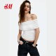 HM Women's T-shirt 2025 Summer New Off-Shoulder Top Underwear Base Shirt Slim One-Shoulder Short Sleeve 1259459
