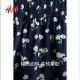 
HM women's floral dress French square collar puff sleeve condensed poplin design floral dress 1274547