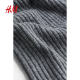 HM women's dress summer fashion comfortable Gray V-neck rib knitted long skirt 1200663
