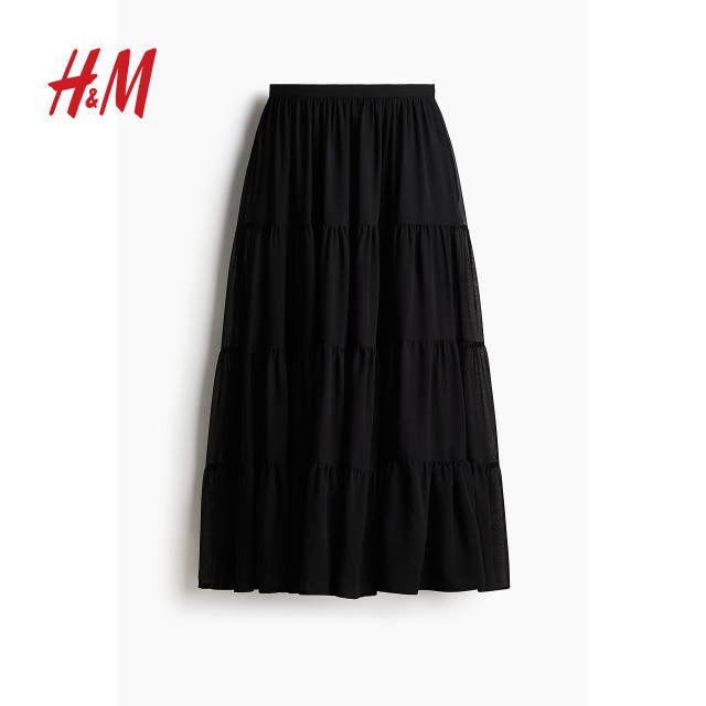 HM Women's Skirt 2025 Summer New Layered Half-length Skirt 1295832
