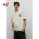 
HM men's and women's T-shirts summer loose print American couple's letter pattern round neck short-sleeved top 0967955