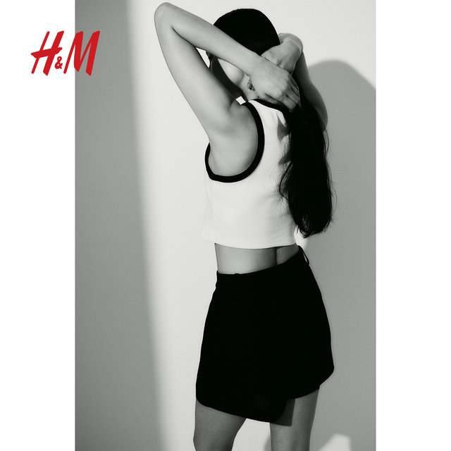 HM women's vest suspender summer slim ribbed cotton short comfortable and fashionable vest 1049251
