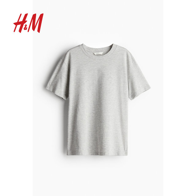 HM women's T-shirt summer fit simple casual and fashionable round neck short sleeve inner top 0963662
