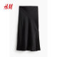 HM women's skirt summer satin low waist elastic straight half-length skirt1225202
