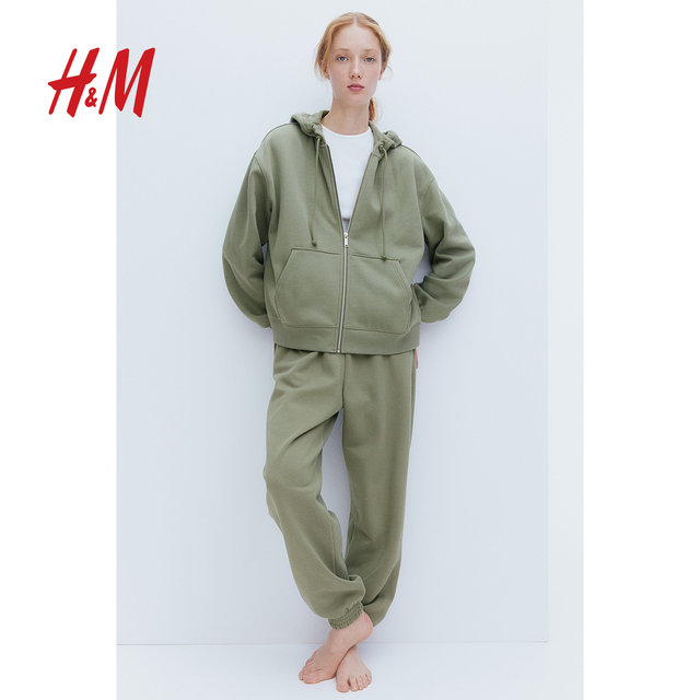 HM women's sweatshirt in summer simple casual and comfortable falling shoulder long sleeve zipper hoodie 1213772
