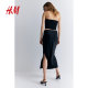 HM women's skirt summer satin low waist elastic straight half-length skirt1225202

