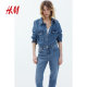 HM women's pants in summer 5 bags high waist slightly elastic casual slim nine-point jeans 0941666
