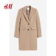 HM women's woolen coat autumn and winter comfortable Maillard style knee-length single-breasted coat 1185068